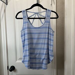Colstory Blue White Striped Tank Top Cage Back Womens Size S Beachy Coastal